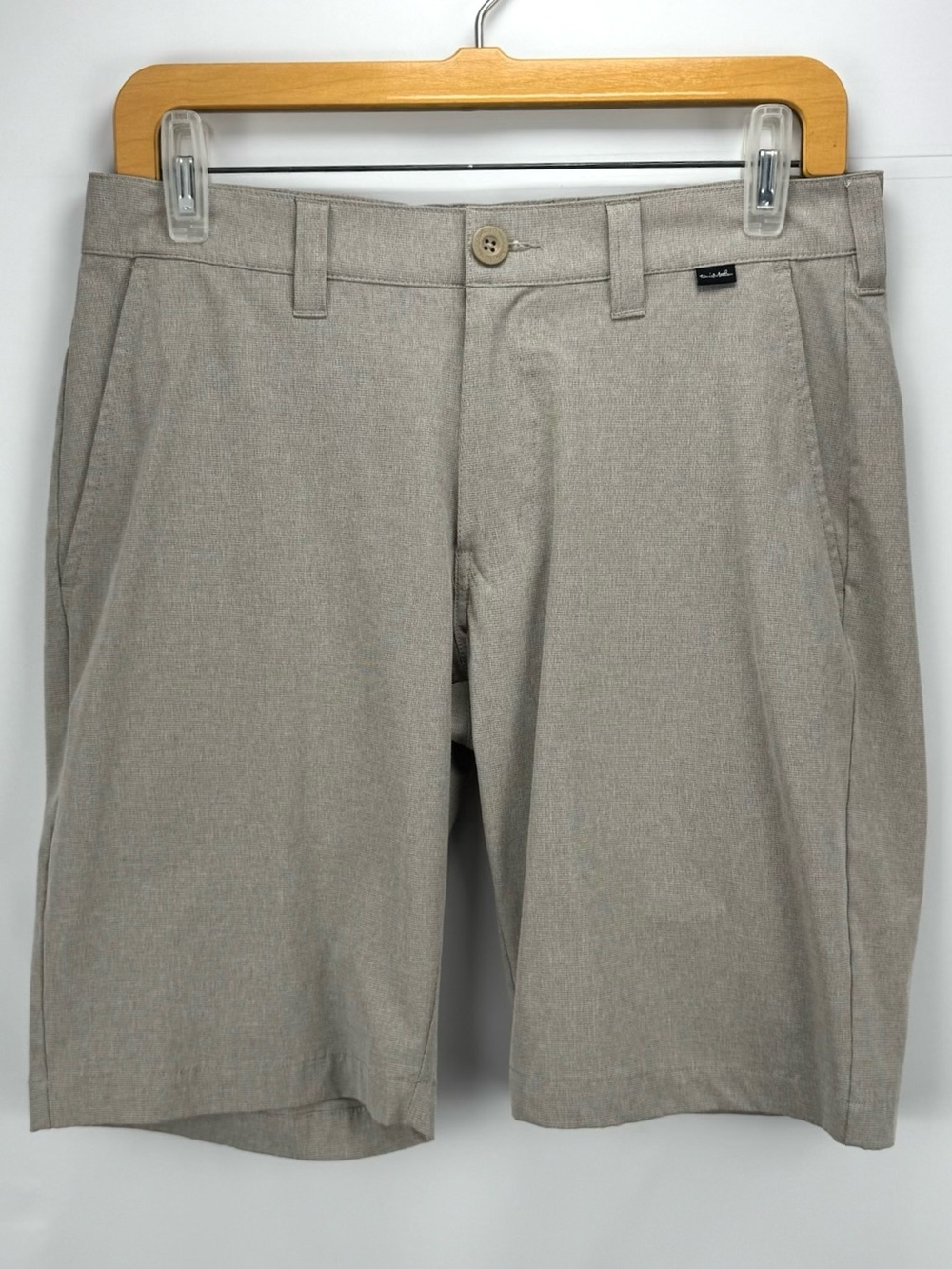 Travis Mathew Light Beige Flat-Front Men's Chino Shorts